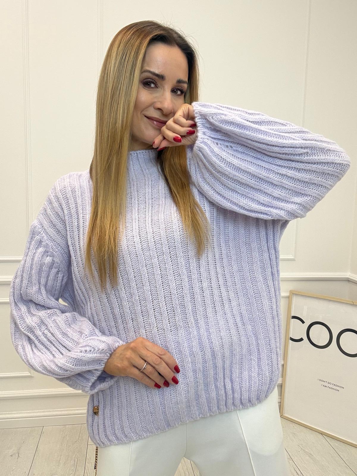  Sweter Półgolf  Minouu Bombka Liliowy