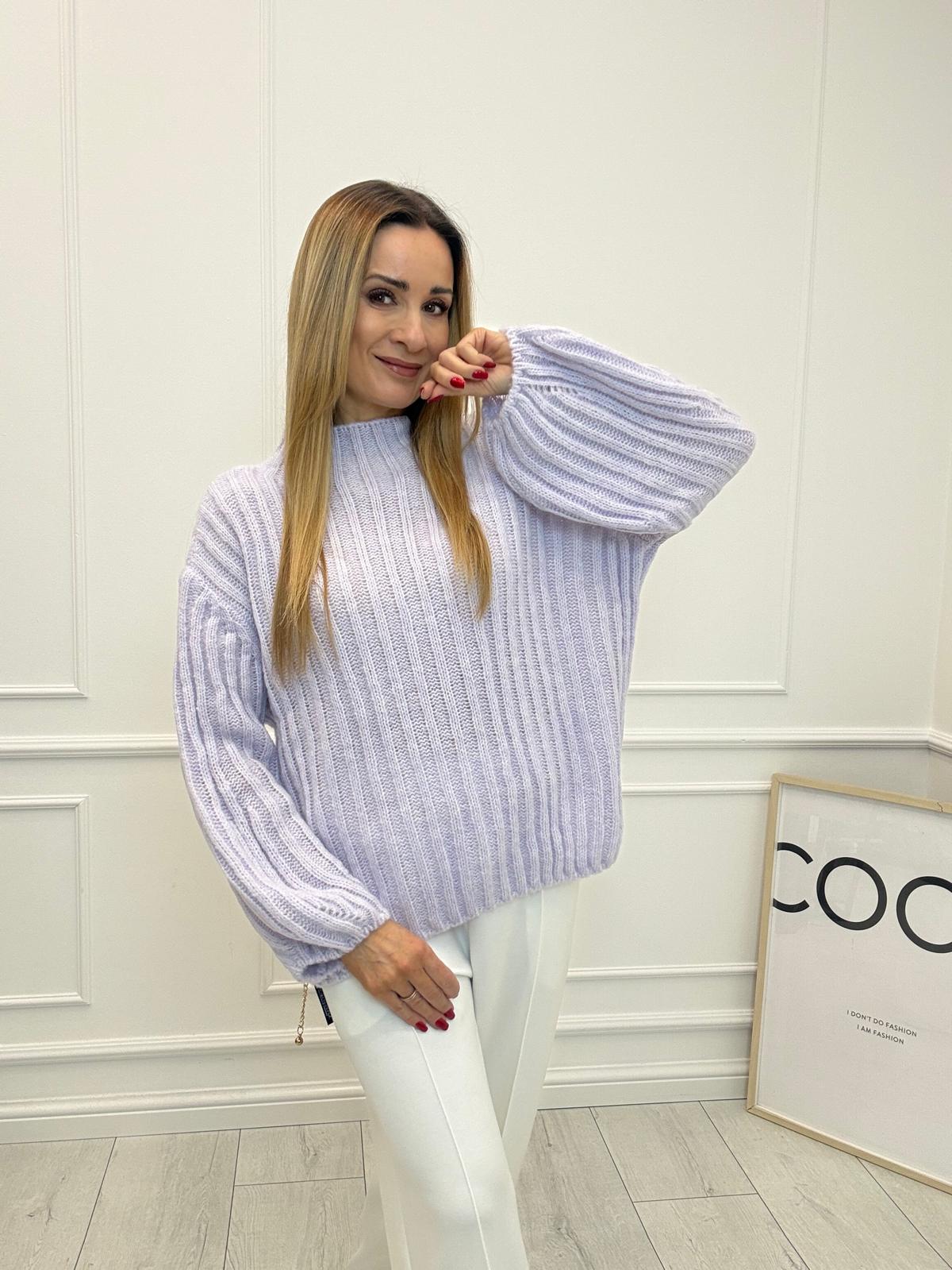  Sweter Półgolf  Minouu Bombka Liliowy