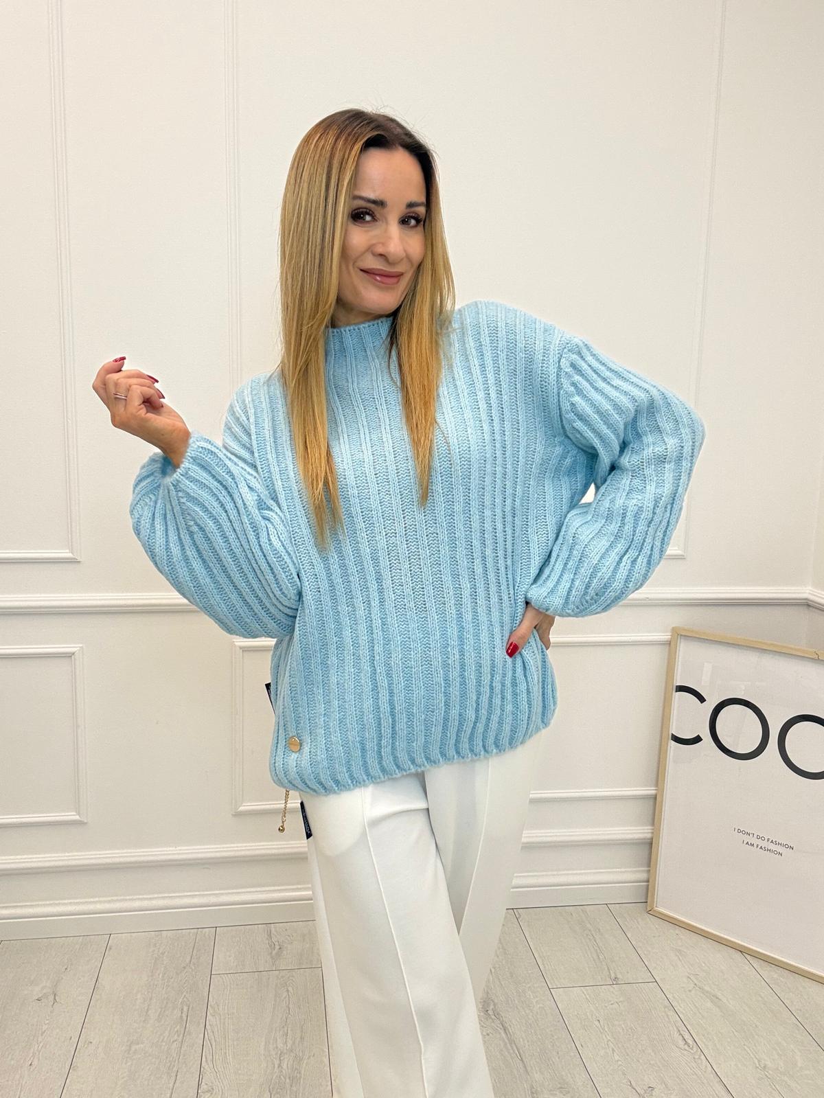  Sweter Półgolf  Minouu Bombka Błękitny