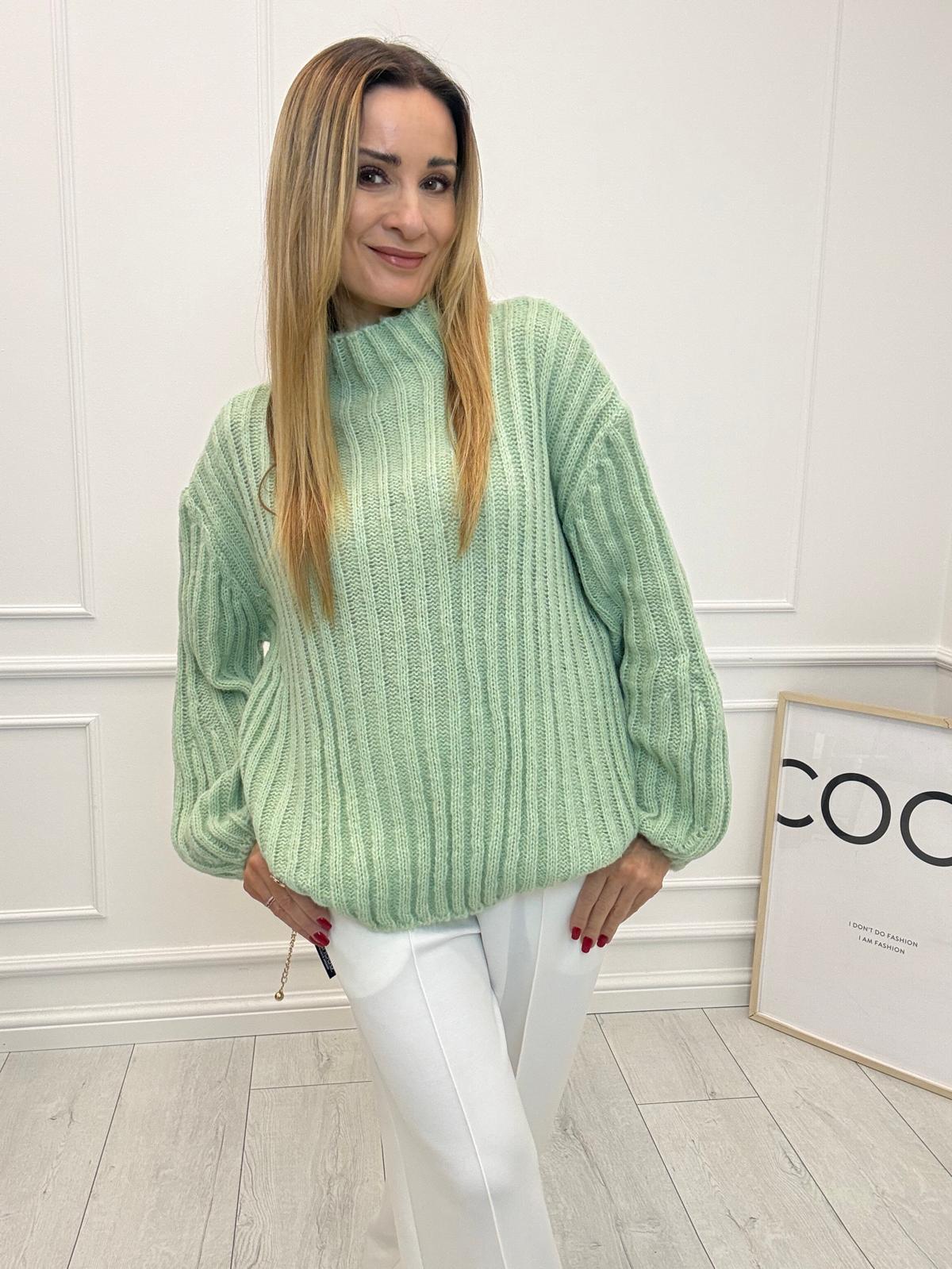 Sweter Półgolf Minouu Bombka Miętowy Sorbet