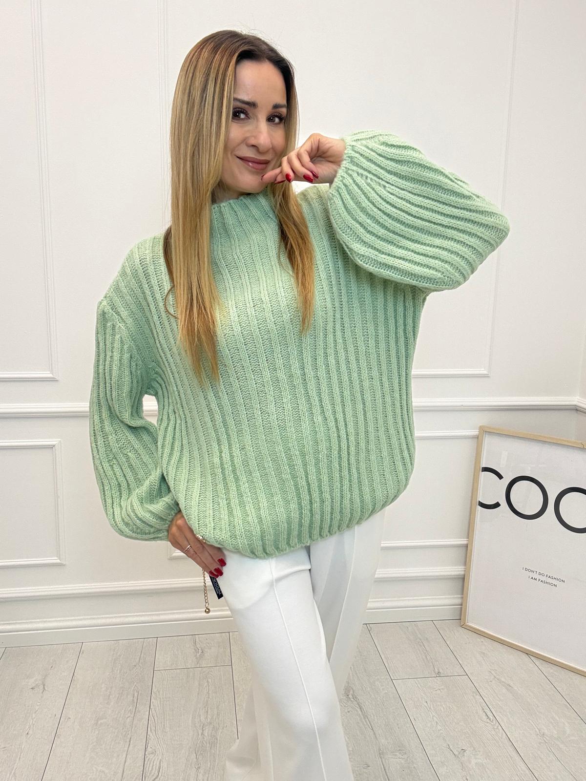 Sweter Półgolf Minouu Bombka Miętowy Sorbet