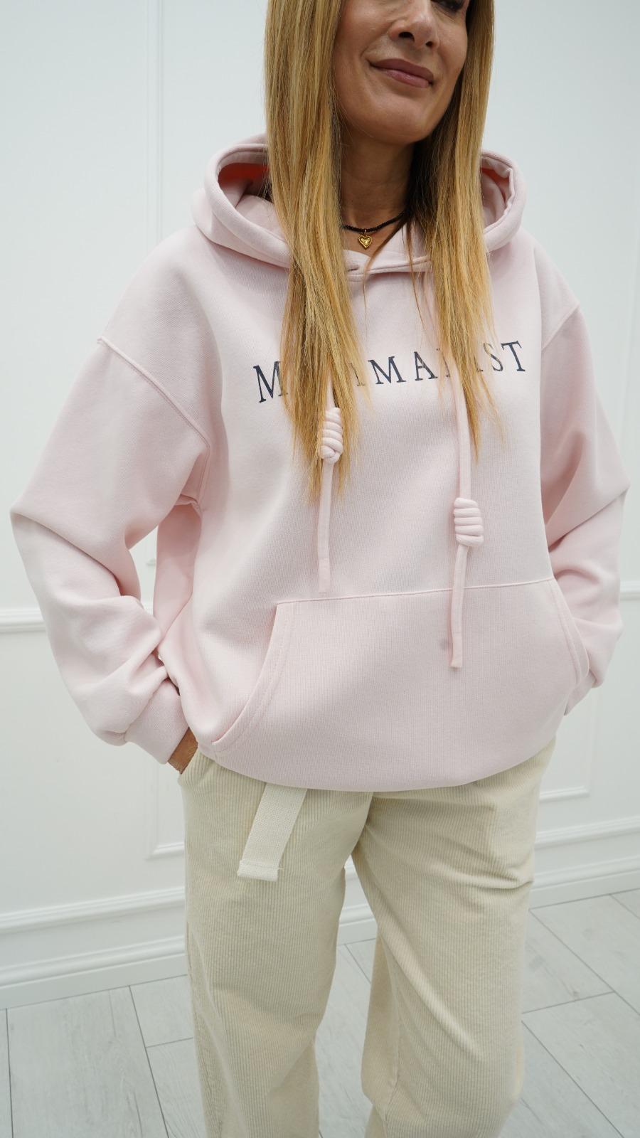  Bluza Minimalist z Kapturem Różowa 