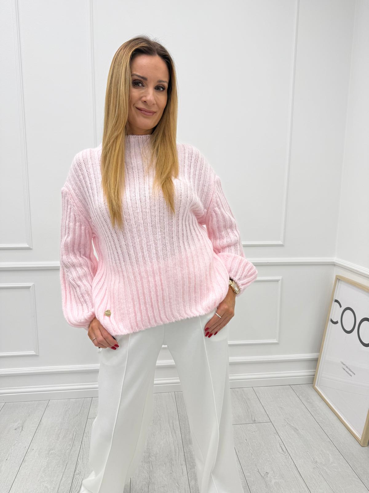 Sweter Półgolf Minouu Bombka Cukierkowy Róż