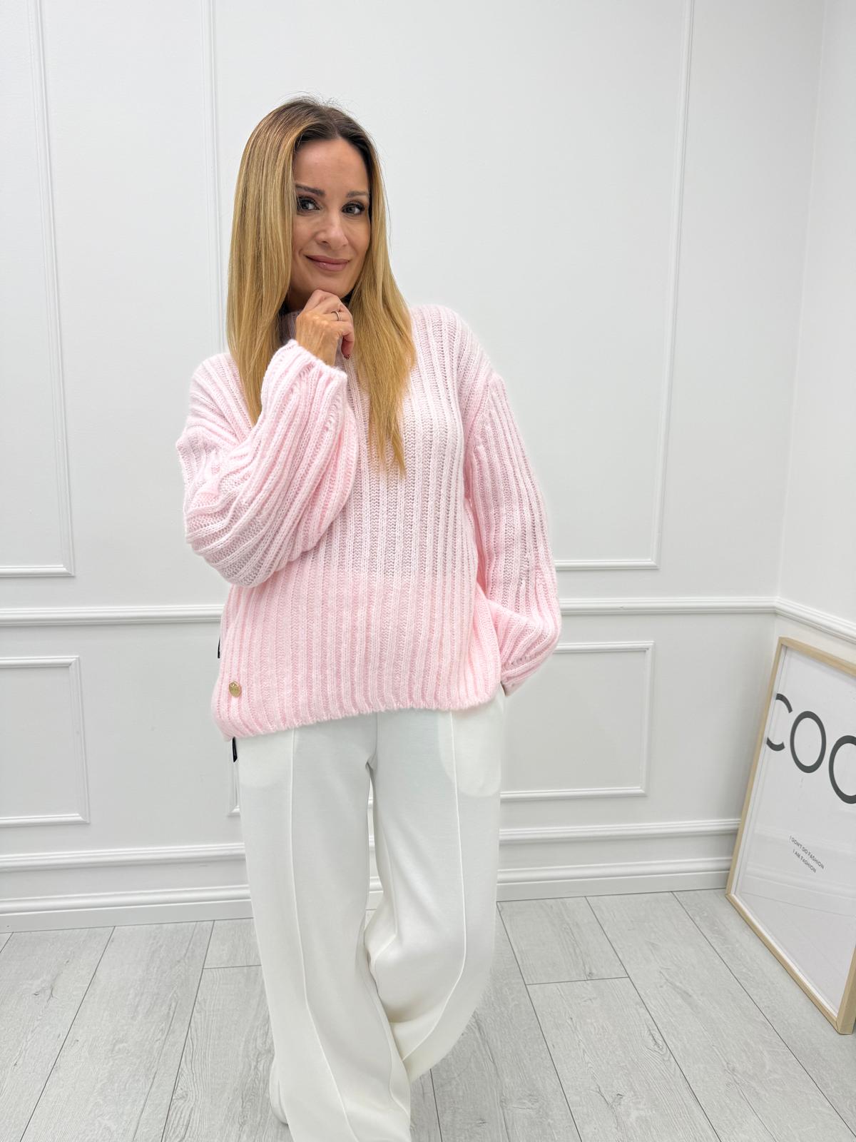 Sweter Półgolf Minouu Bombka Cukierkowy Róż