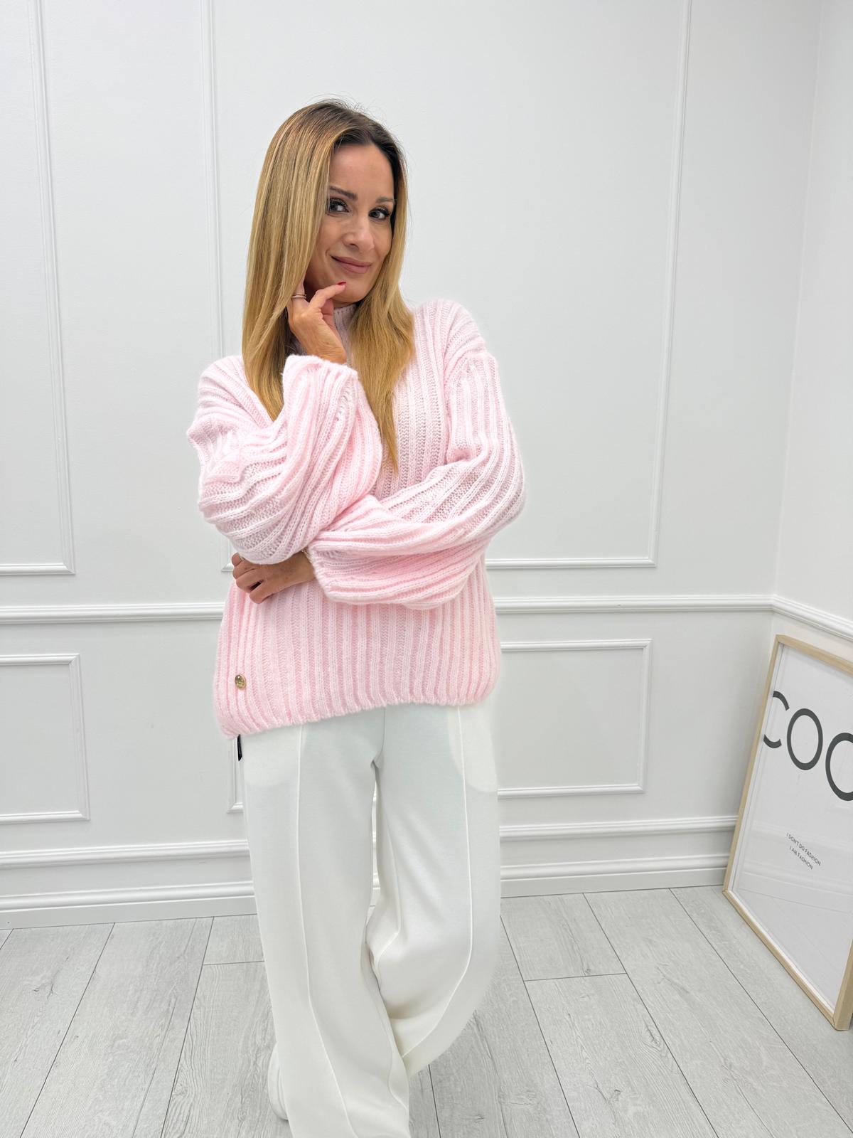 Sweter Półgolf Minouu Bombka Cukierkowy Róż