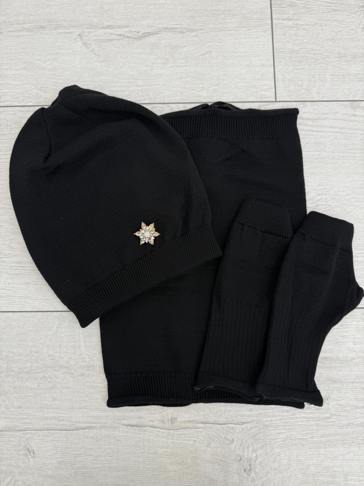 Czarny Komplet 3 w 1 Minouu z Przypinką