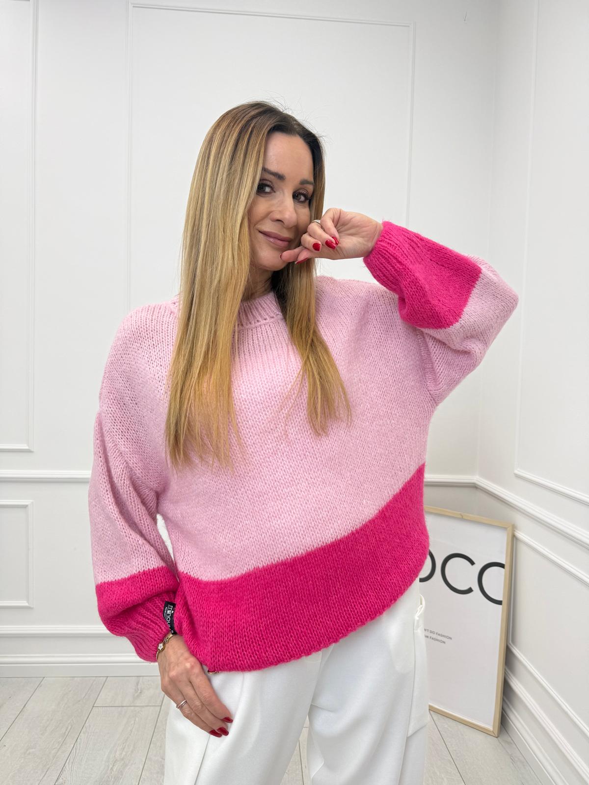  Sweter Minouu z Baby Alpaki Róż z Fuksją