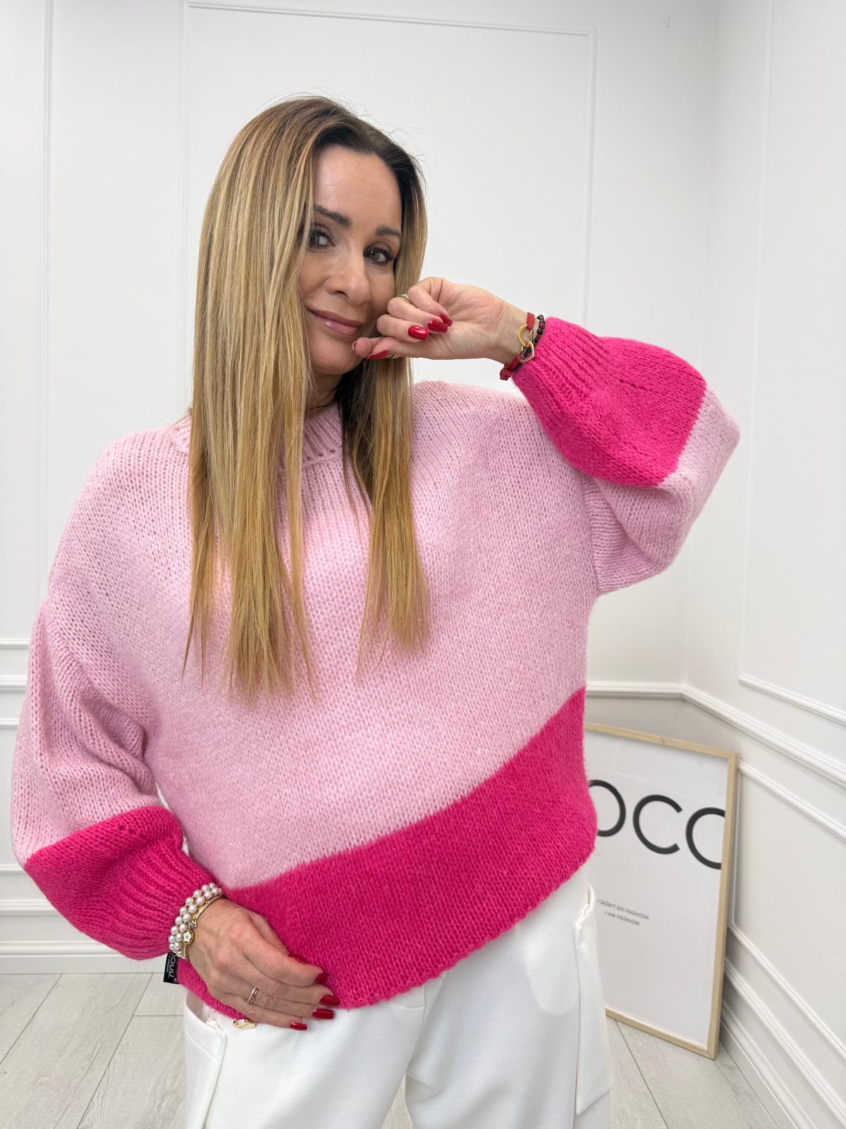  Sweter Minouu z Baby Alpaki Róż z Fuksją