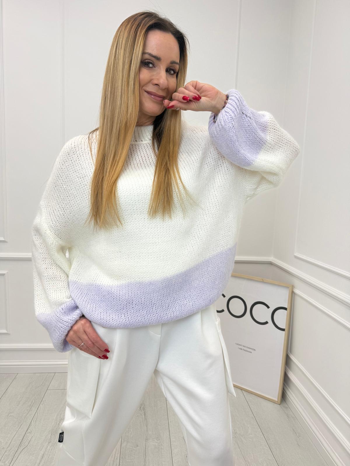  Sweter Minouu z Baby Alpaki Kokos z Lawendą