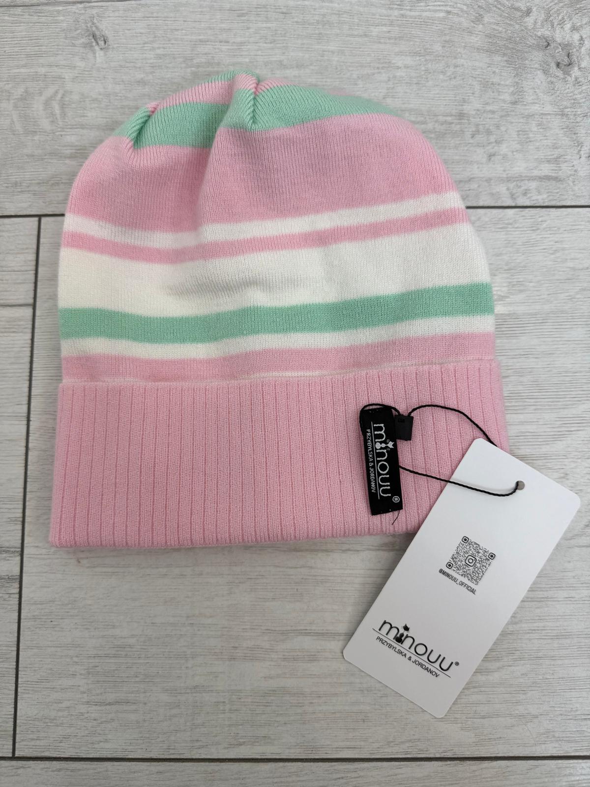 Różowo Miętowa Czapka Minouu