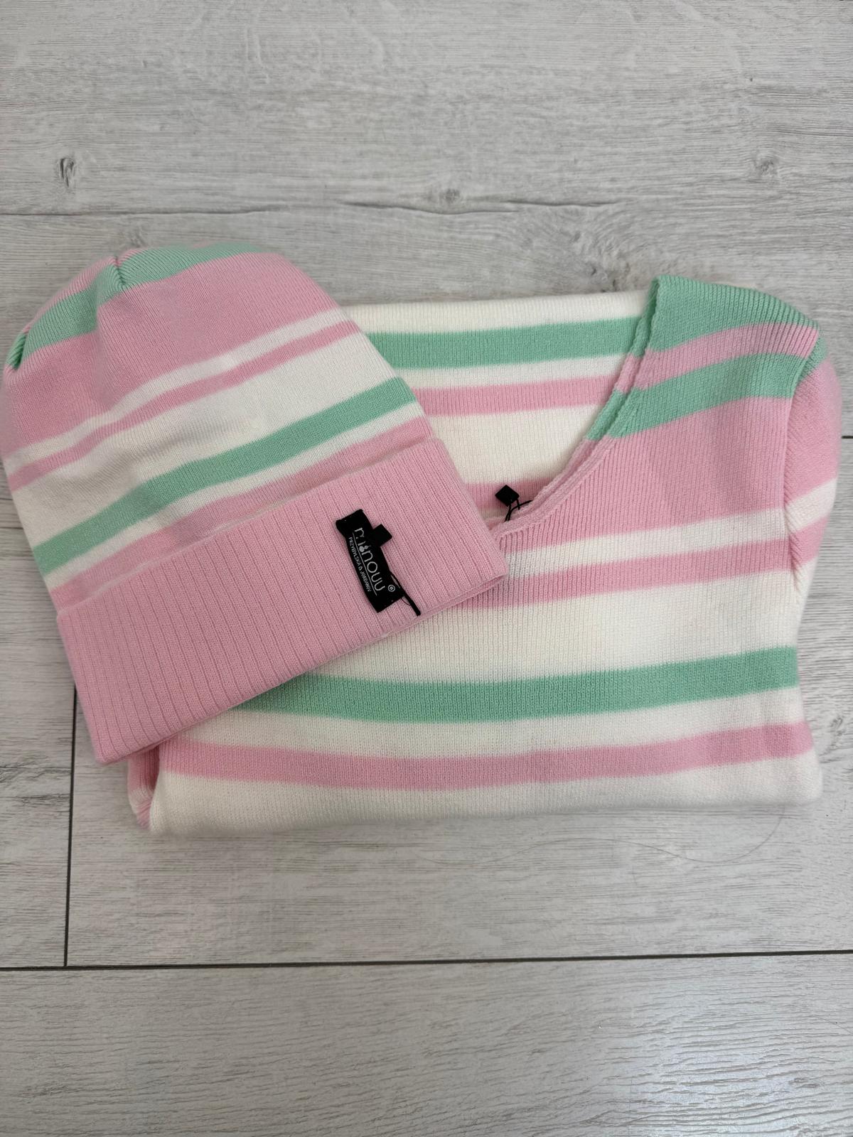 Różowo Miętowa Czapka Minouu