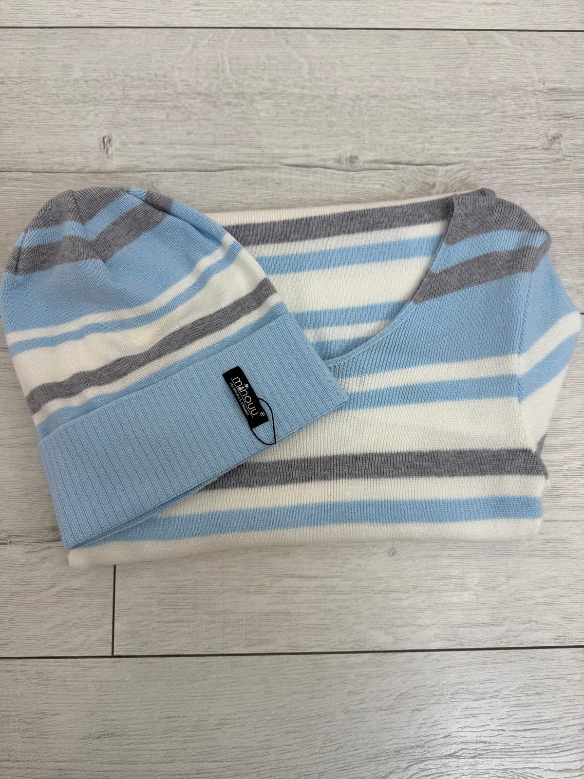 Błękitno Szara Czapka Minouu