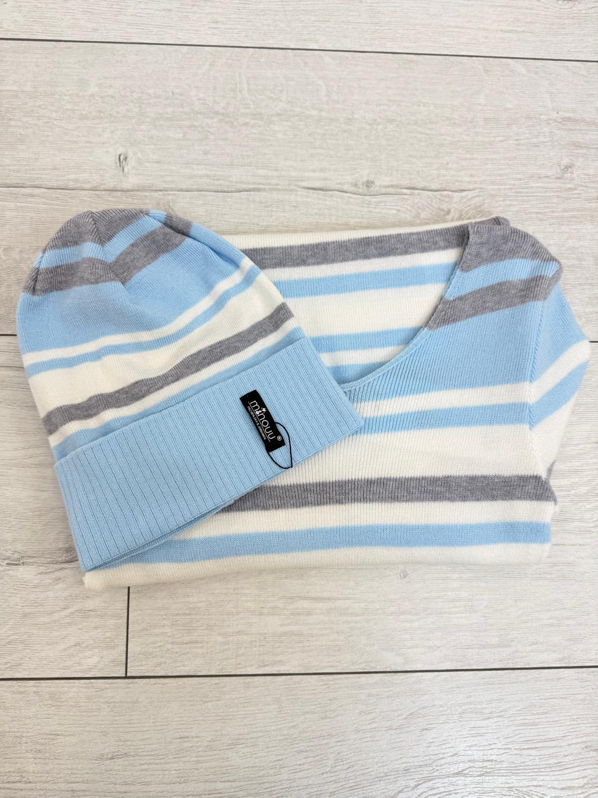 Błękitno Szara Czapka Minouu