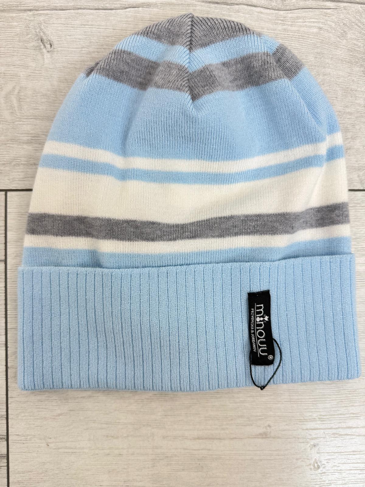 Błękitno Szara Czapka Minouu