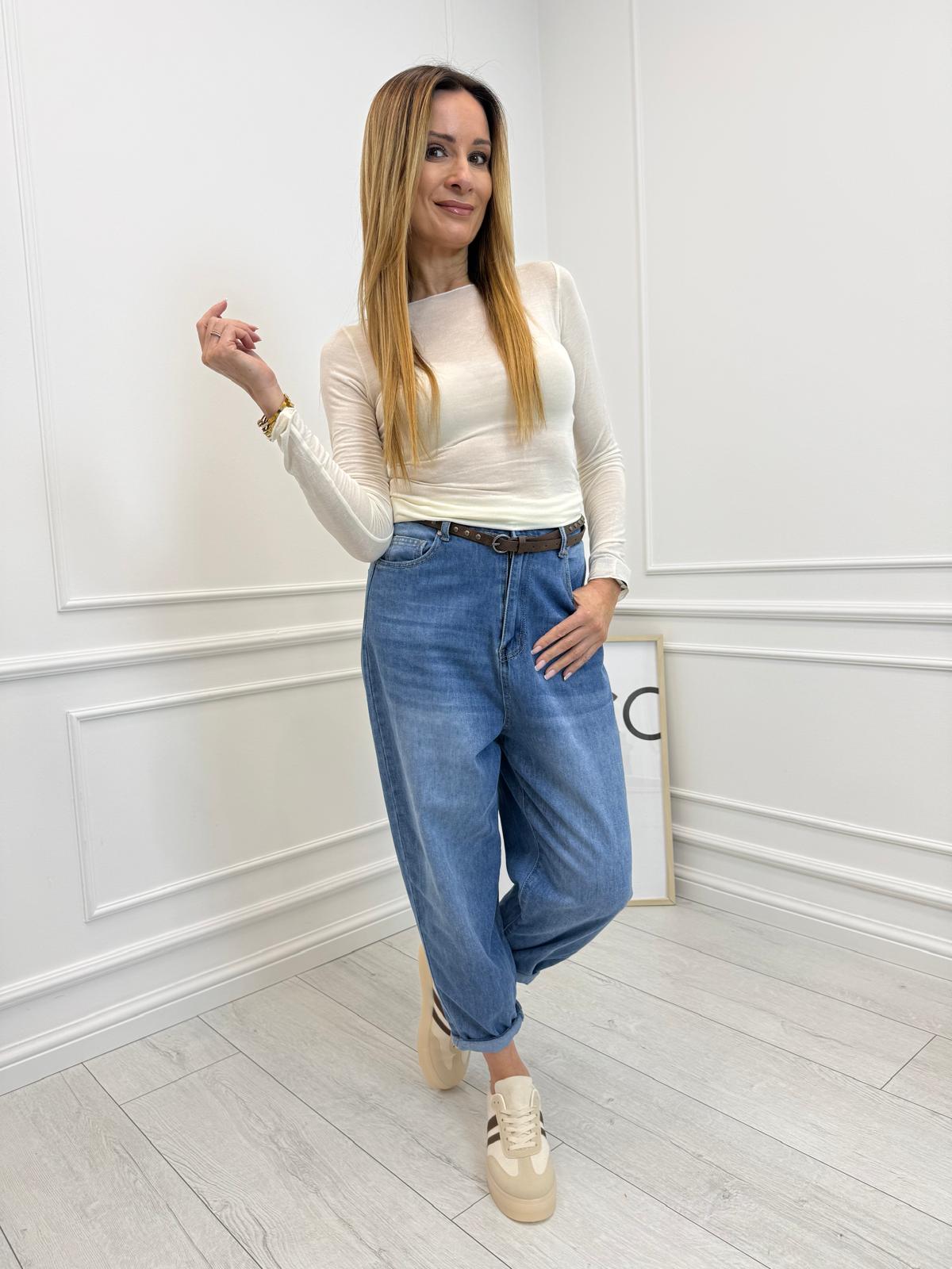 Spodnie Jeans Baloon z Paskiem