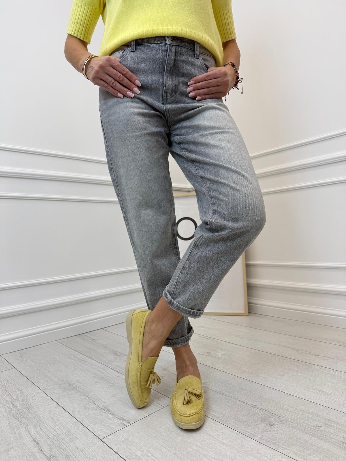 Spodnie Szary Jeans Klasyczne AD'ORO Mom Fit
