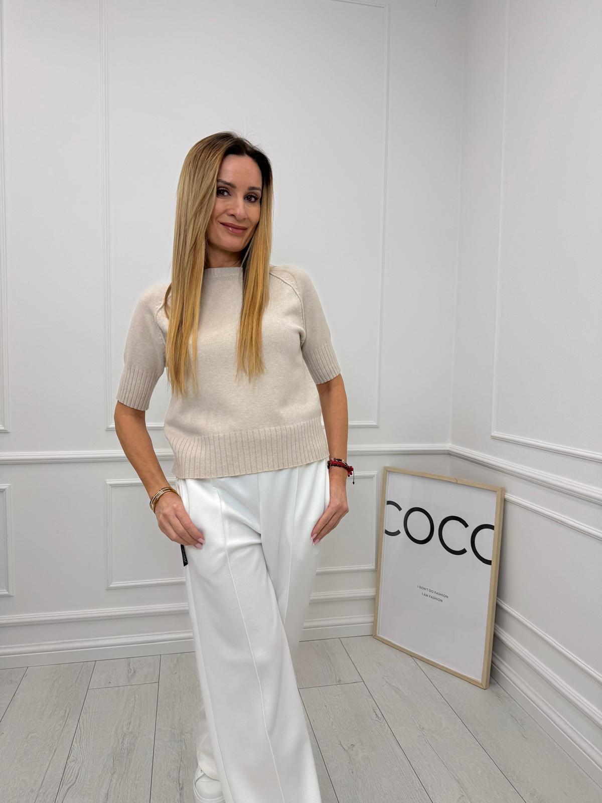 Beżowy Sweterek Wiskozowy PREMIUM