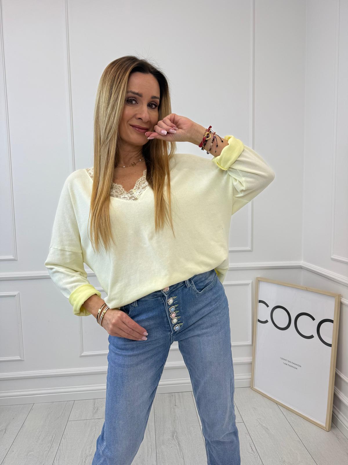 Bananowa Bluzka z Koronką MU MU 