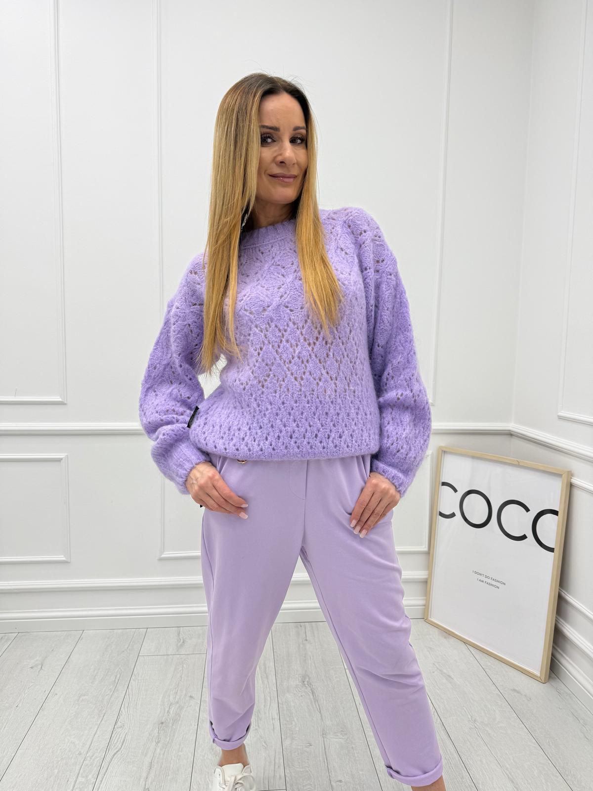 Ażurowy Sweter Minouu Kid Moher Lila 