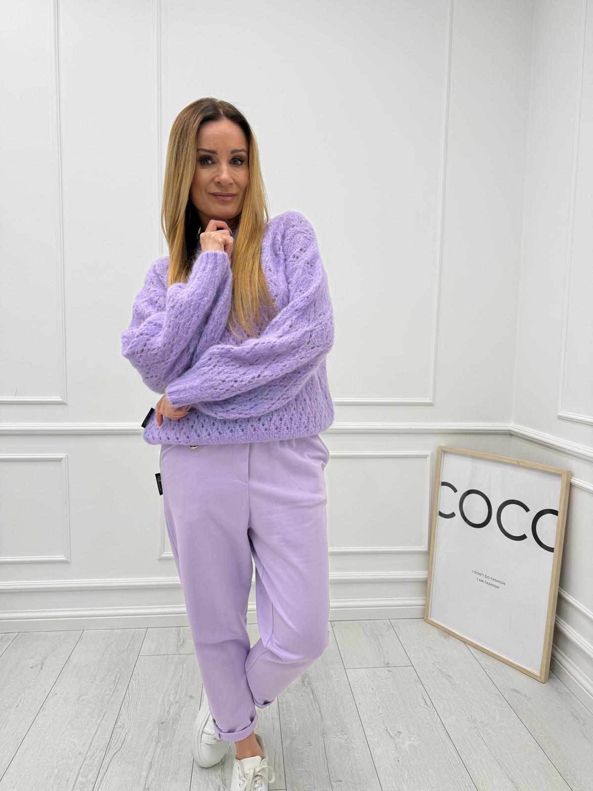 Ażurowy Sweter Minouu Kid Moher Lila 