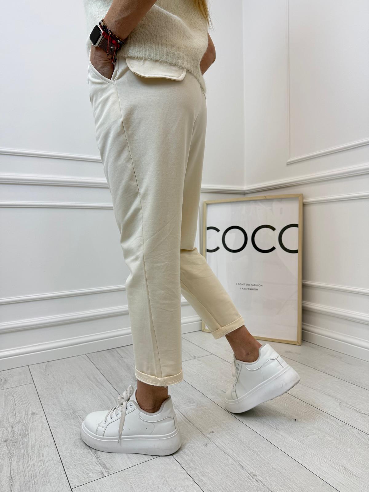 Bawełniane Spodnie Minouu Patka Waniliowe