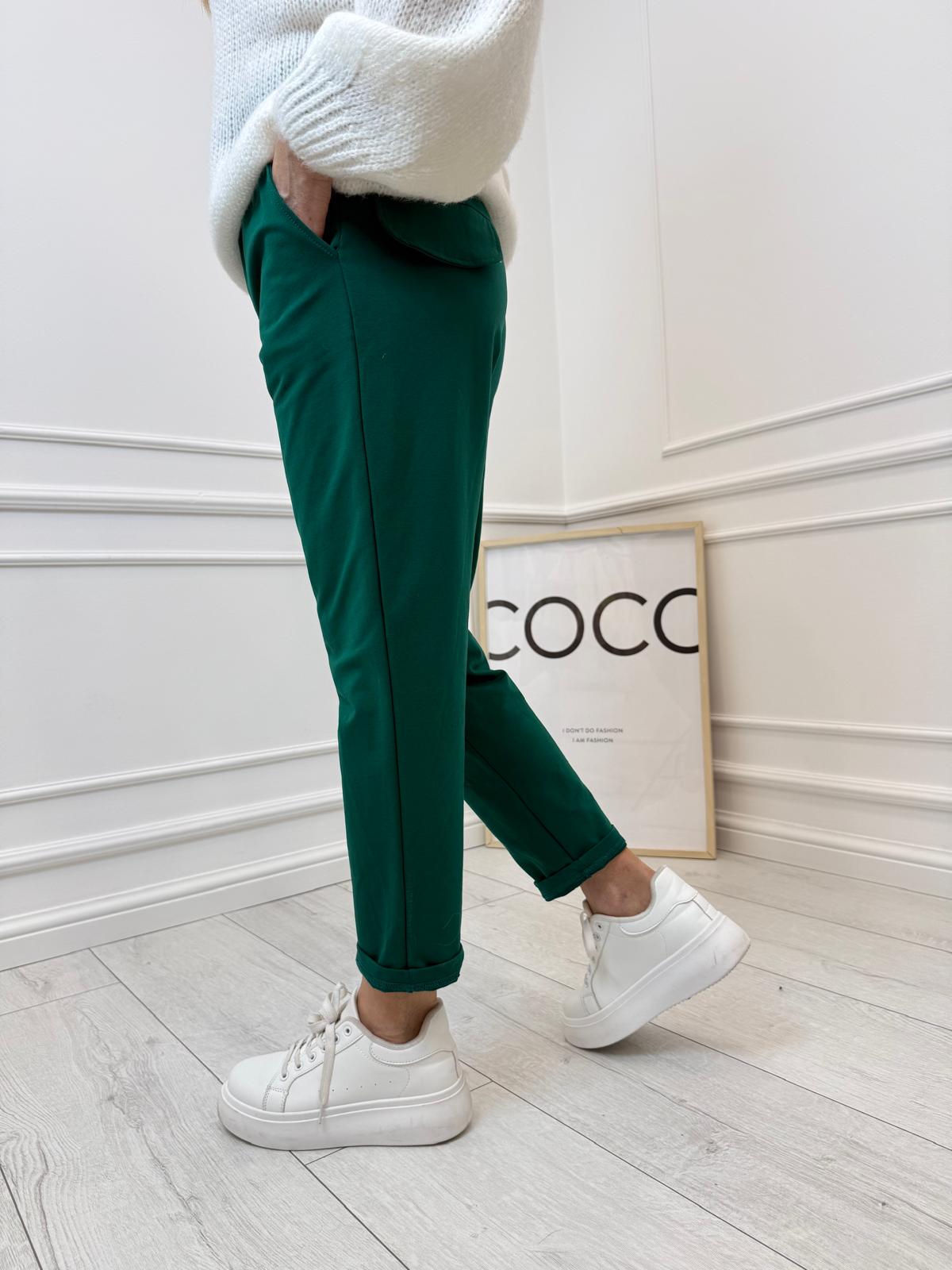 Bawełniane Spodnie Minouu Patka Zielone