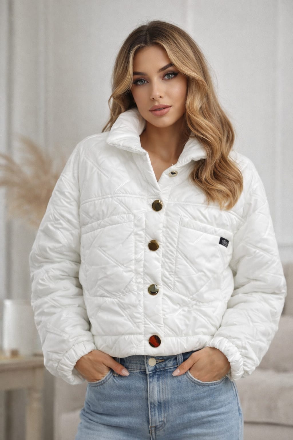 Błękitna Kurtka Katana Pikowana Minouu