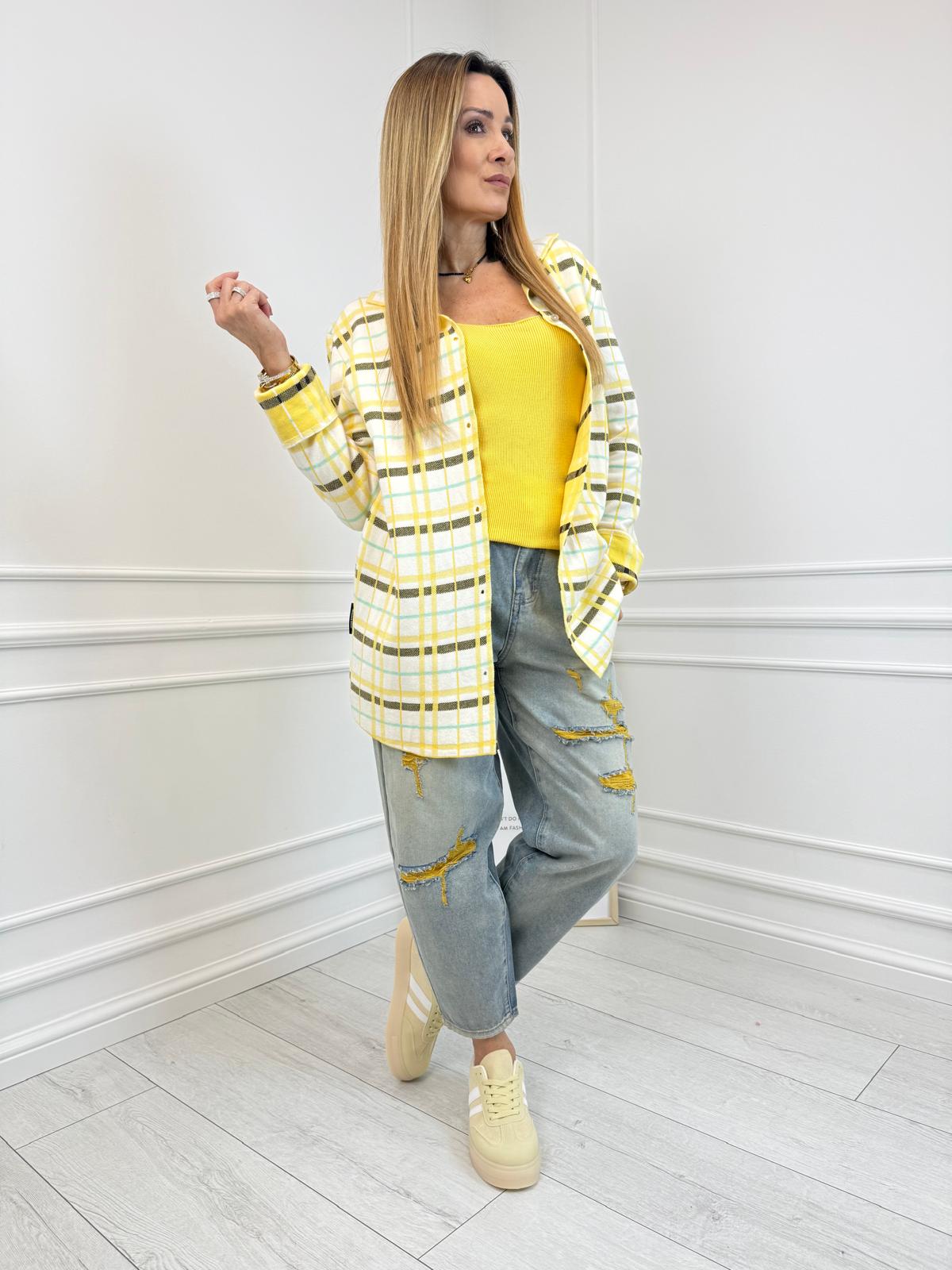  Koszula w Kratę Minouu Żółty z Macha