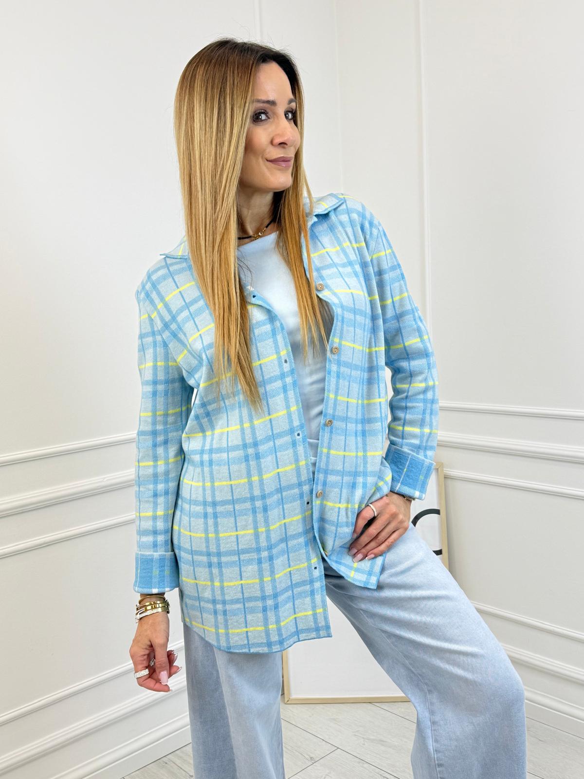  Koszula w Kratę Minouu Błękitna z Żółtym 