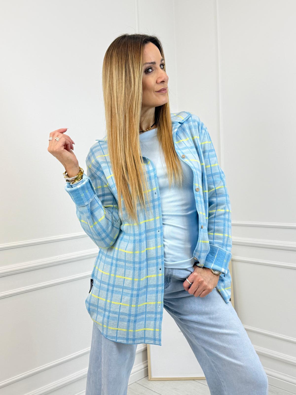  Koszula w Kratę Minouu Błękitna z Żółtym 