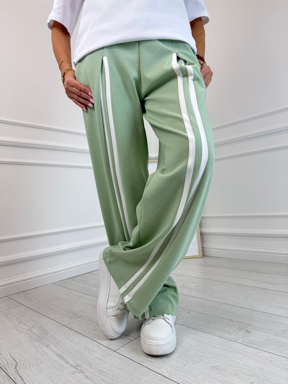 Minouu Spodnie z Lampasem Matcha