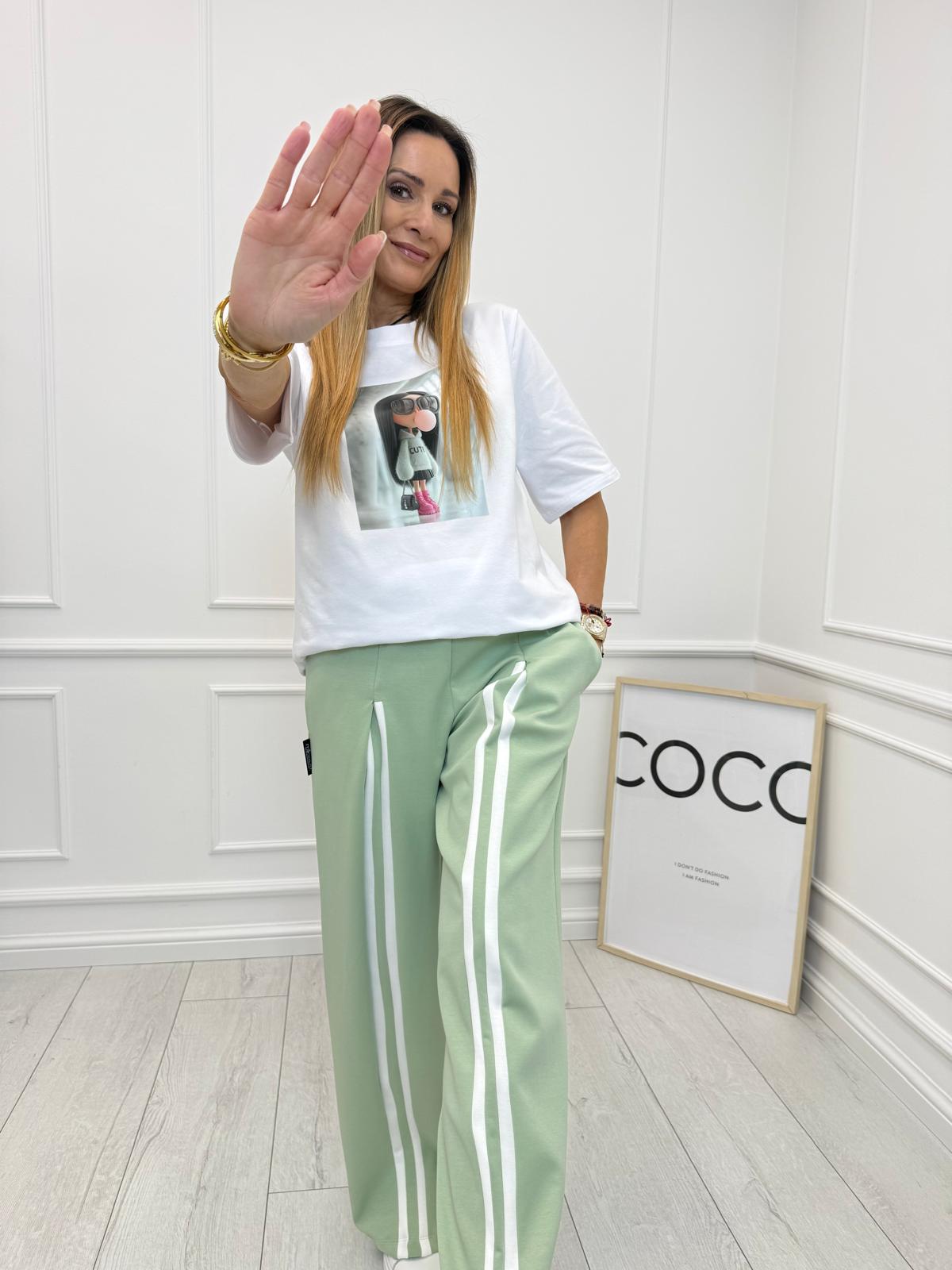 Minouu Spodnie z Lampasem Matcha