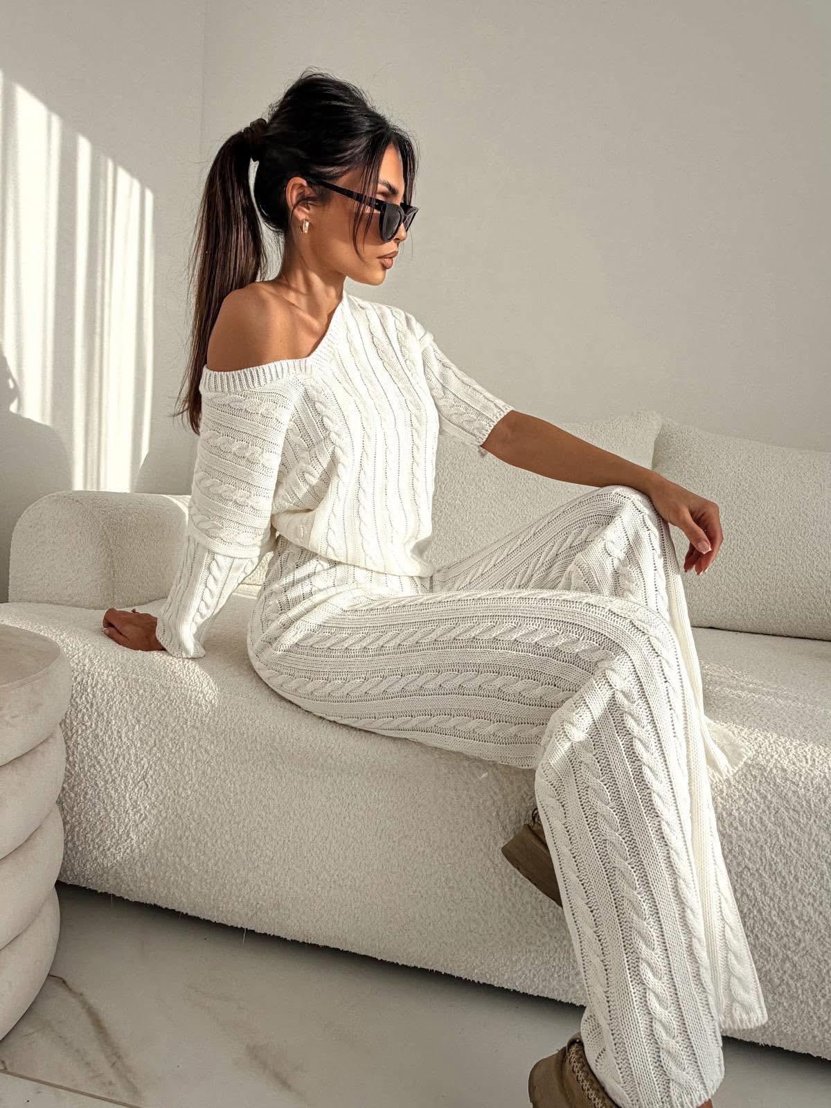 Śmietana Elegancki Komplet Bocca Warkocz