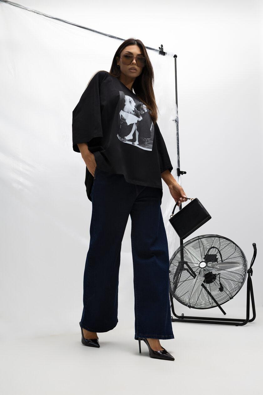 Damski T-shirt  Poodle (czarny) Miss City Official 