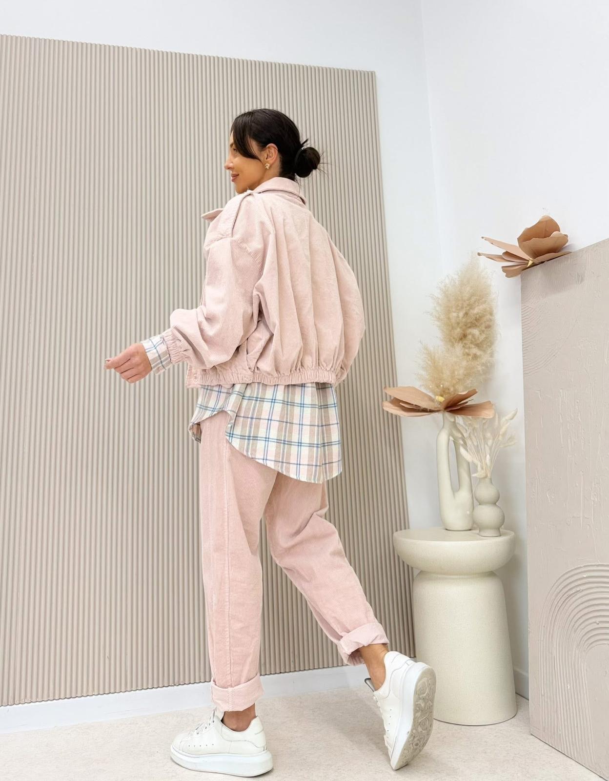 Sztruksowa Kurtka Lili Pudrowy Róż