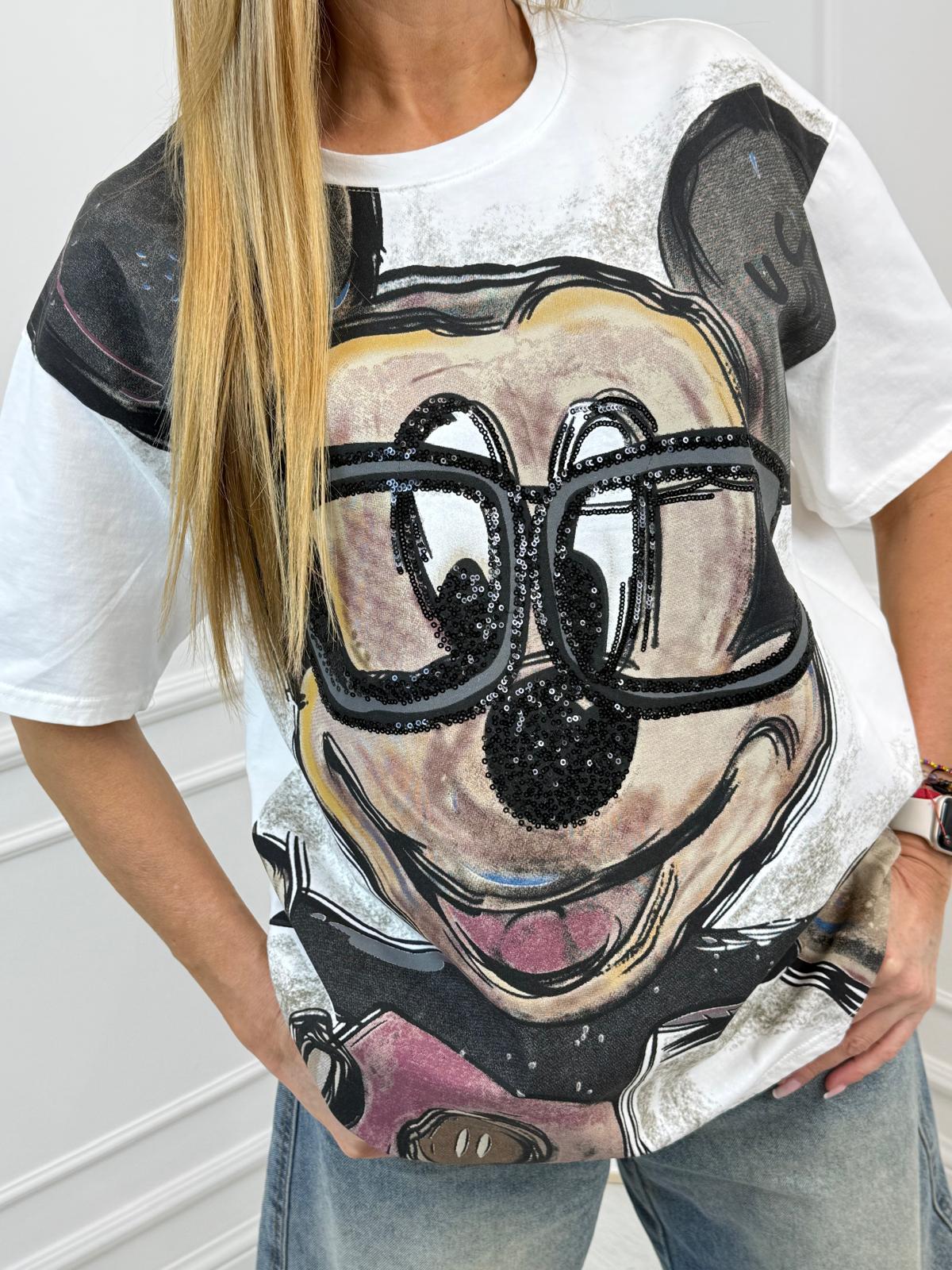 Biała Bluzka T-Shirt Mickey