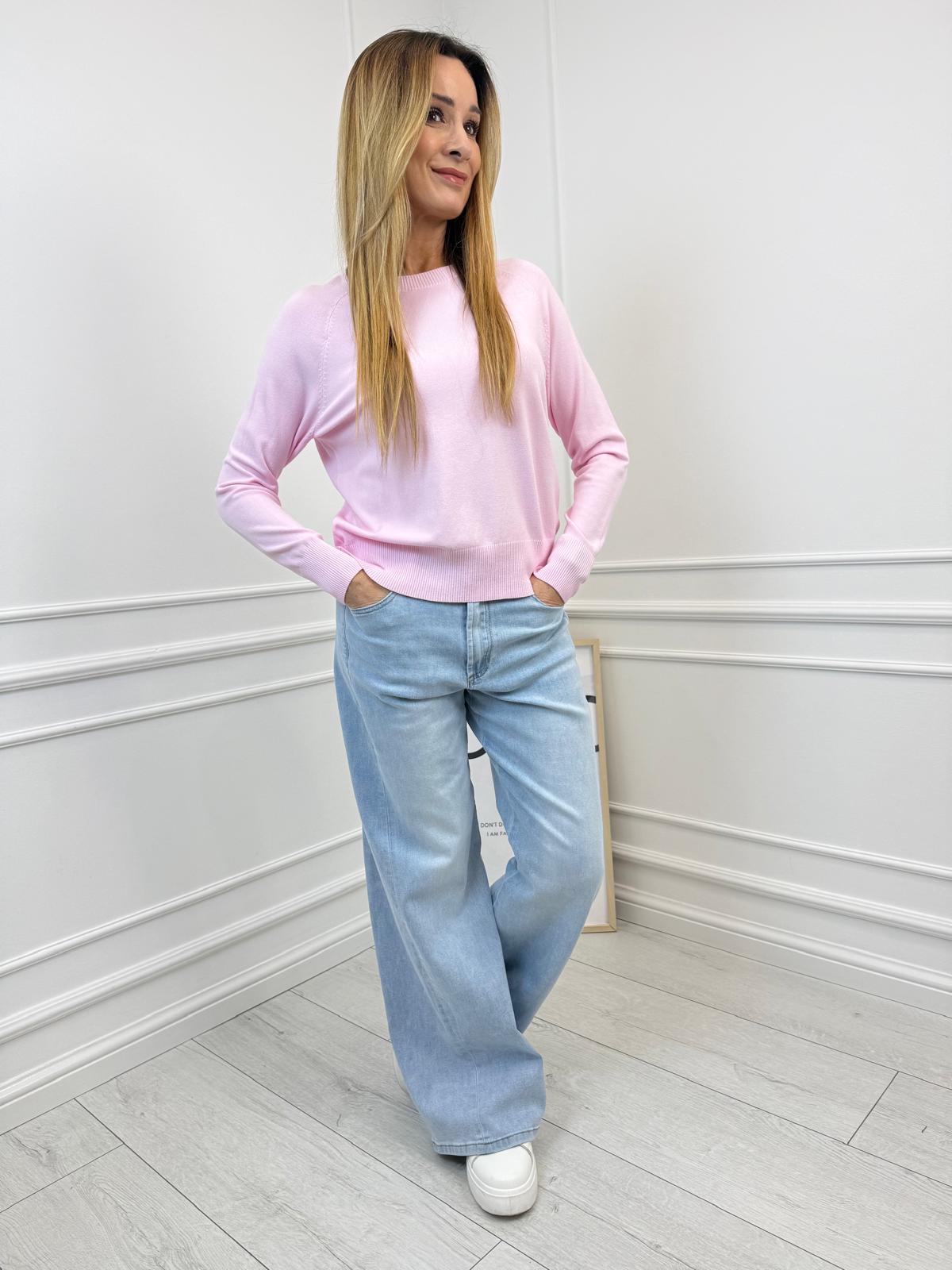 Różowy Cienki Wiskozowy Sweterek