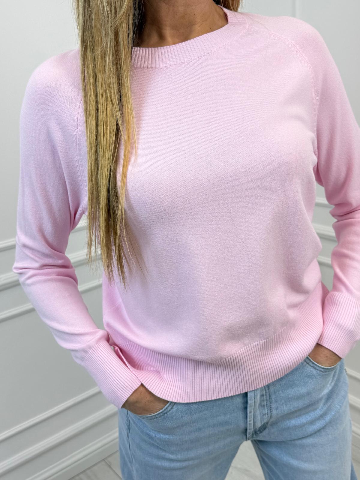 Różowy Cienki Wiskozowy Sweterek