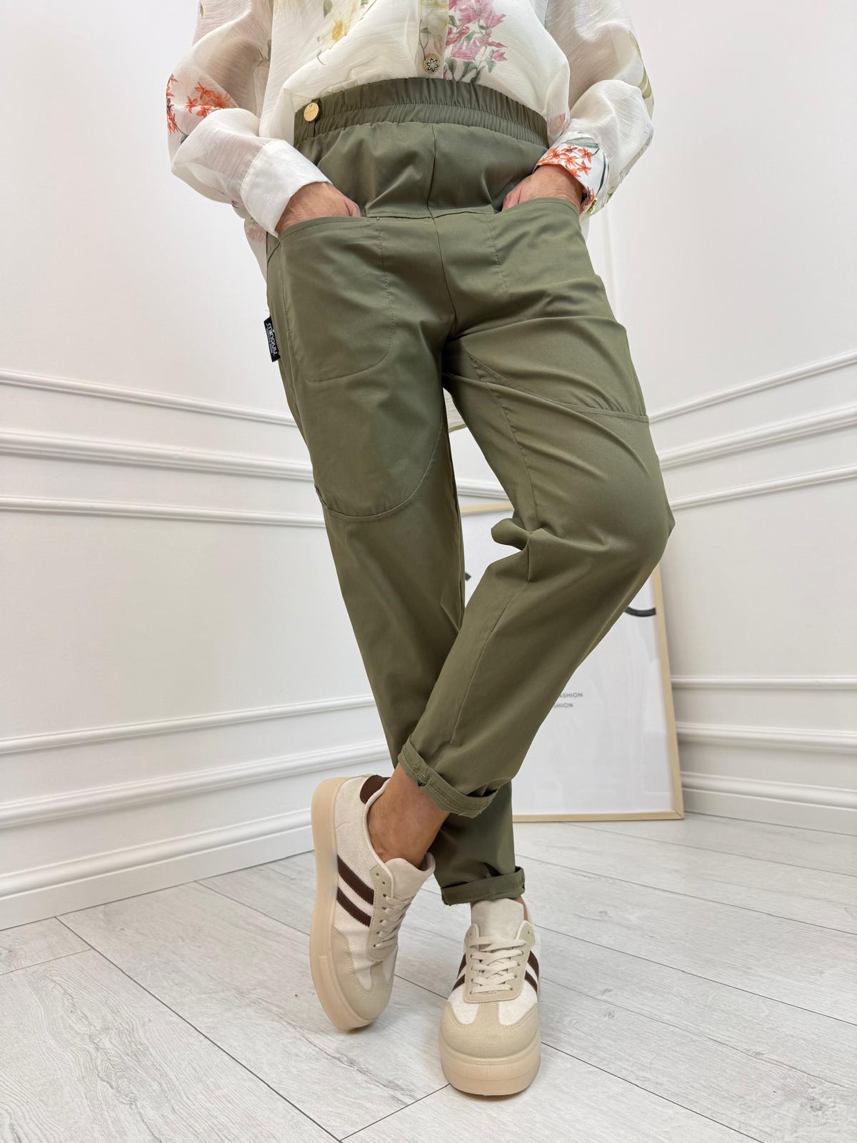  Spodnie Minouu Dwie Kieszenie Kolor Kamienny