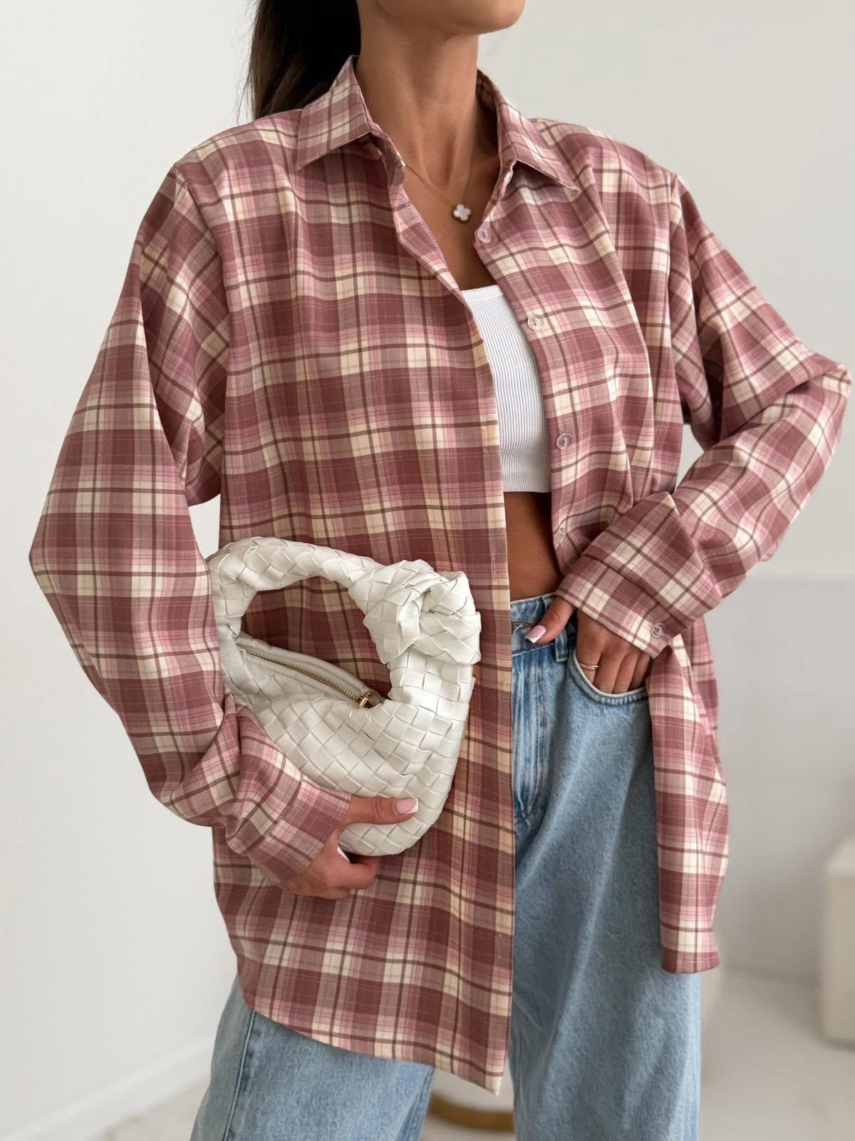  Koszula Terakota  w Beżową Kratę BOCCA