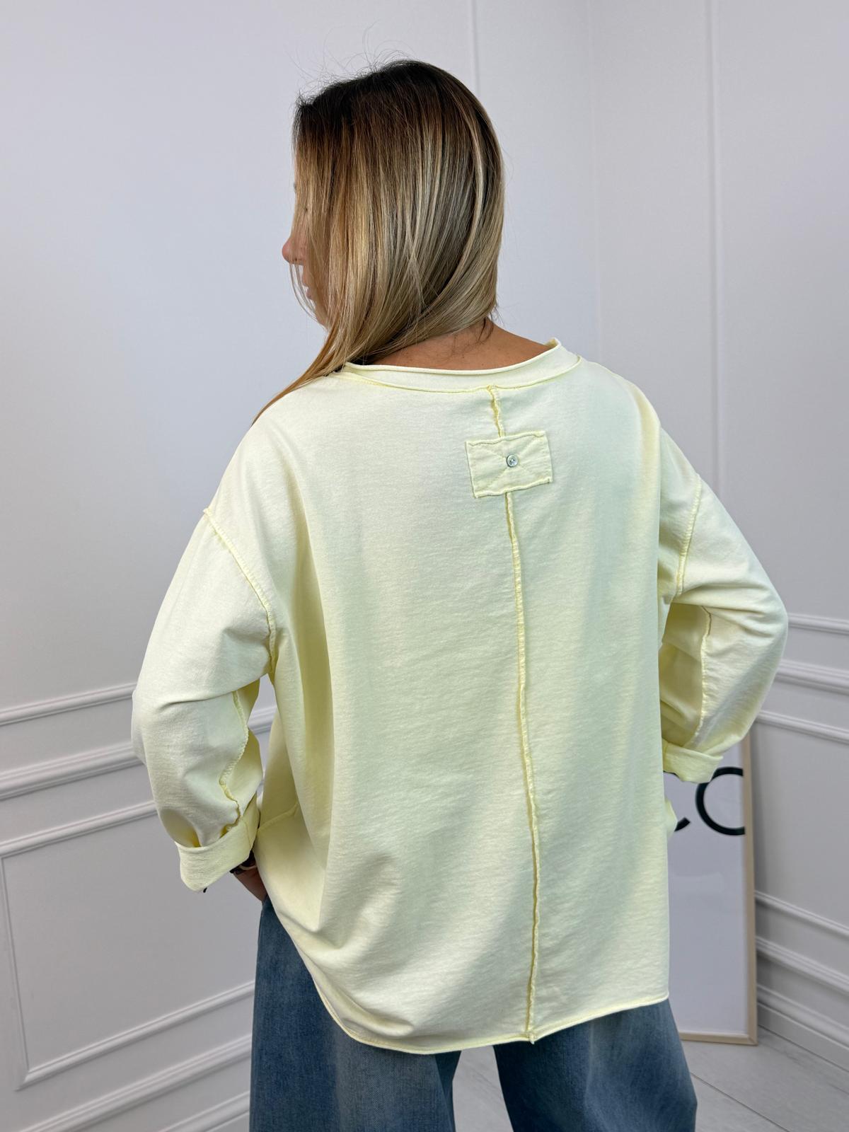  Bawełniana Bluzka, Dekatyzowana Kolor Bananowy