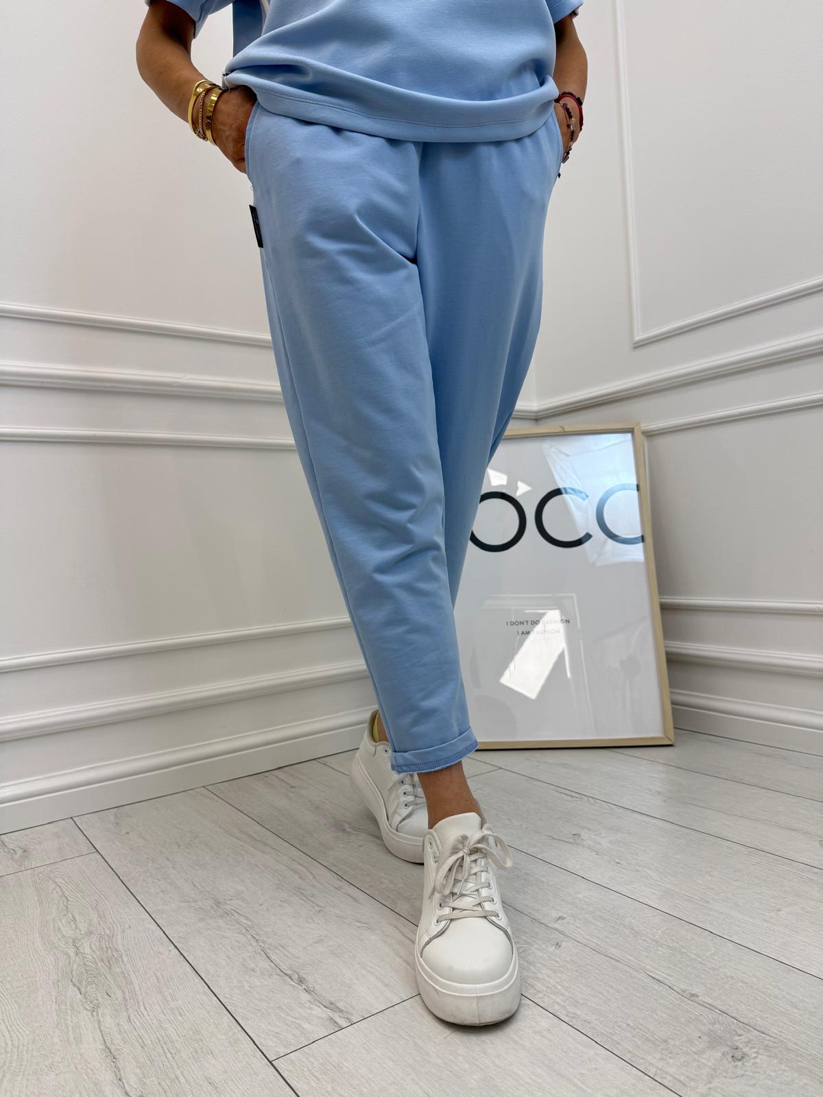 Bawełniane Spodnie Minouu Patka Kolor Błękit 