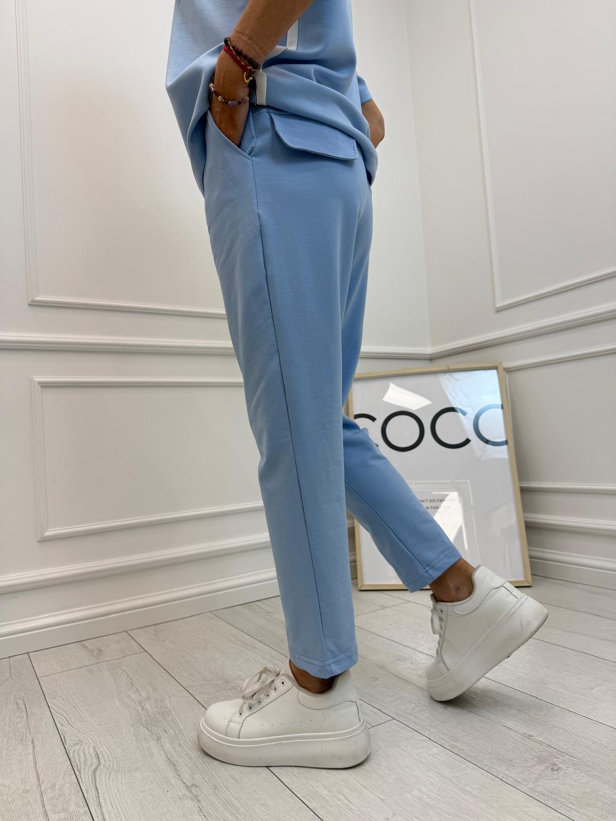 Bawełniane Spodnie Minouu Patka Kolor Błękit 