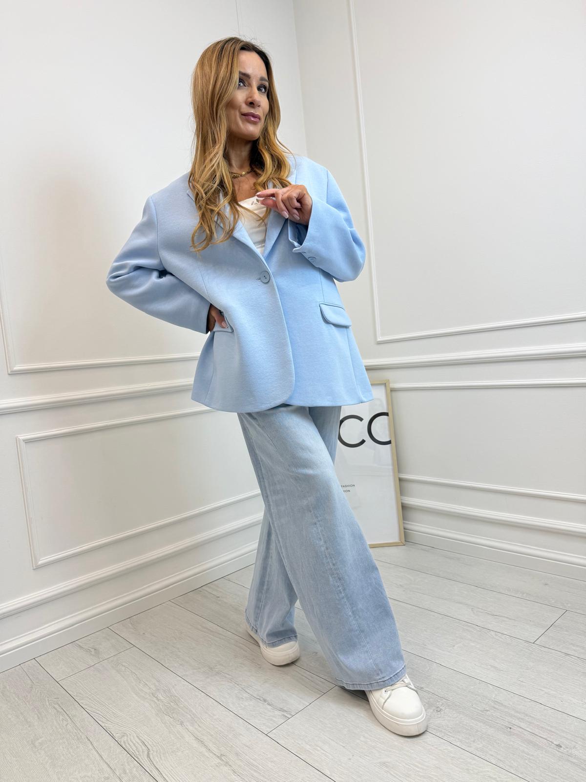 Błękitna Damska Marynarka BLM Oversize 