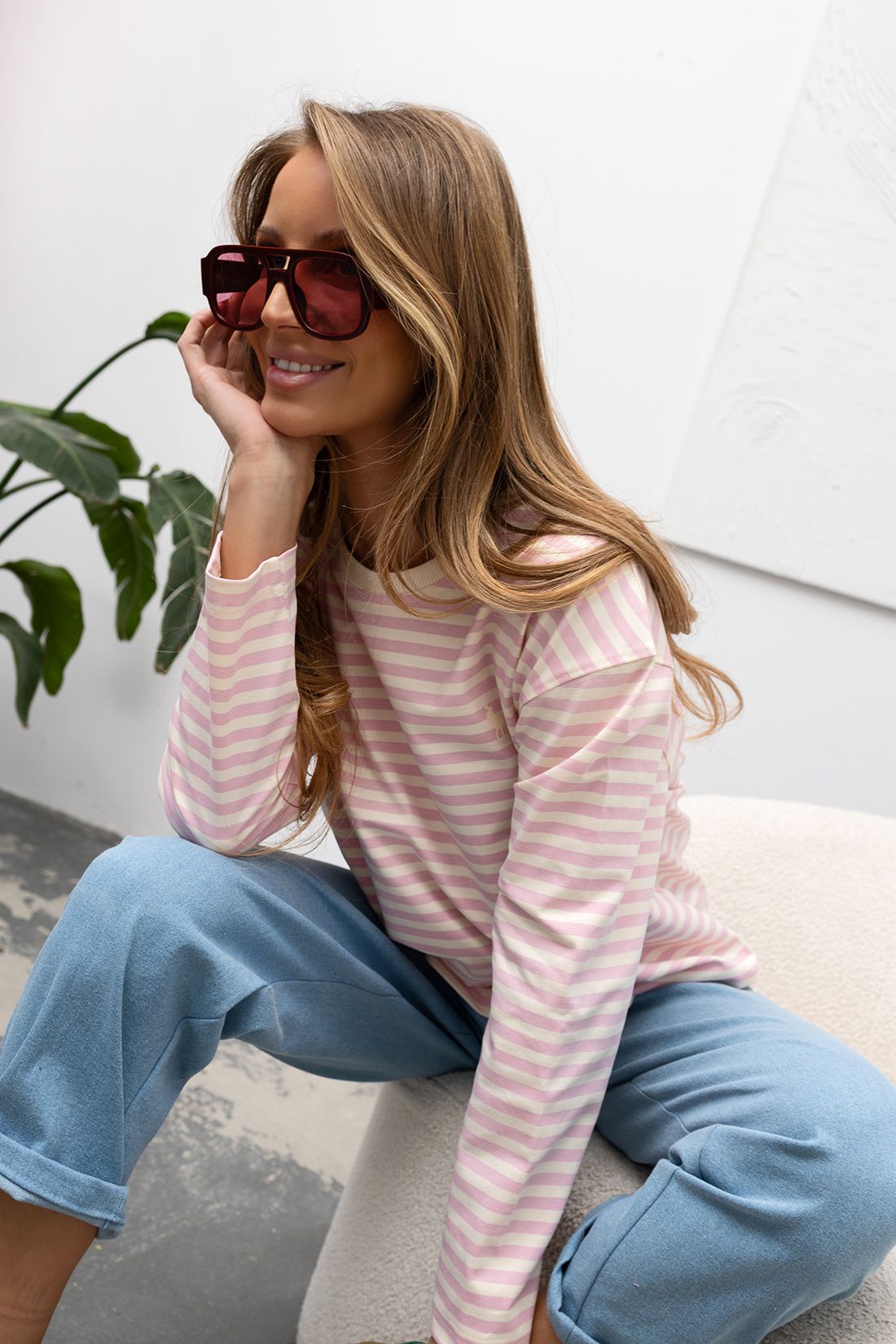 Bluzka Xana z Konikiem Różowy z Ecru