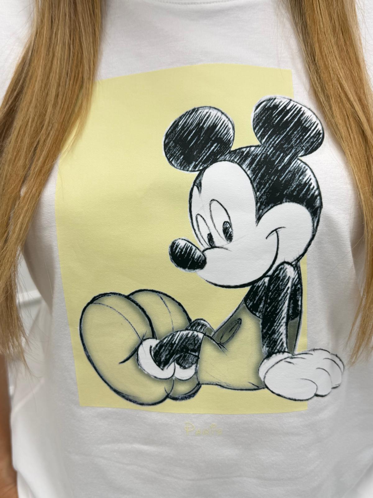 Biała Bluzka T-shirt Nooda z Aplikacją Miki (Bananowy)