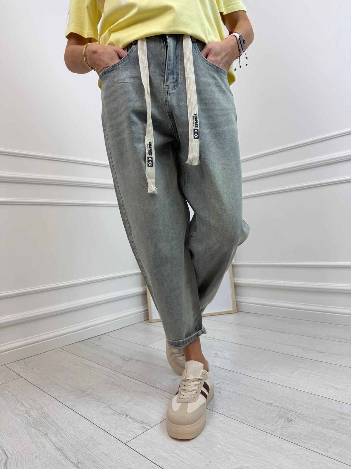 Spodnie Jeans Baloon Dekatyzowane Antyczny Beż