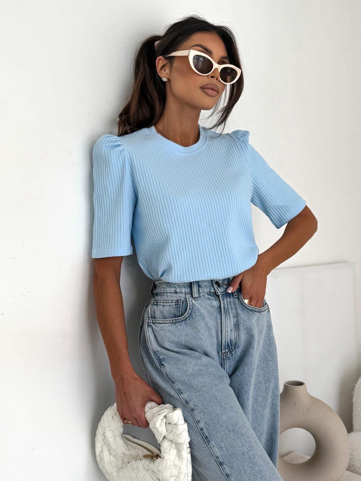 Bluzka z Bufiastym Rękawkiem Bocca Błękitna