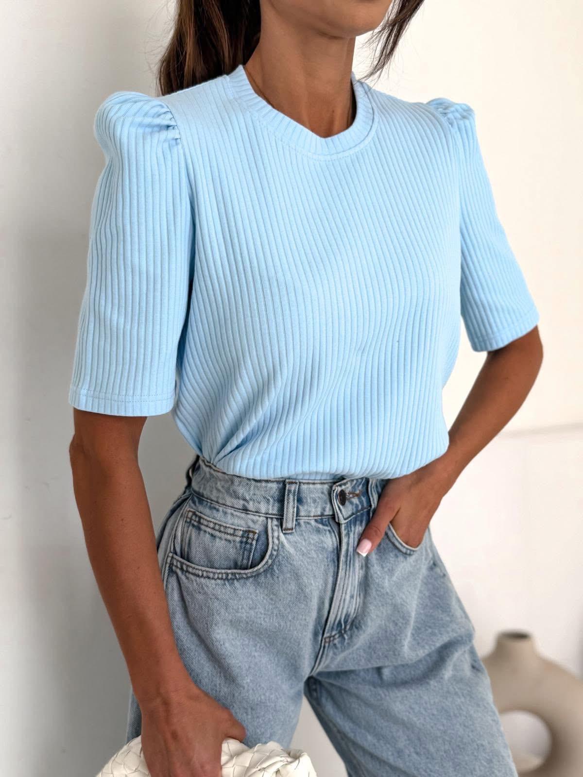 Bluzka z Bufiastym Rękawkiem Bocca Błękitna