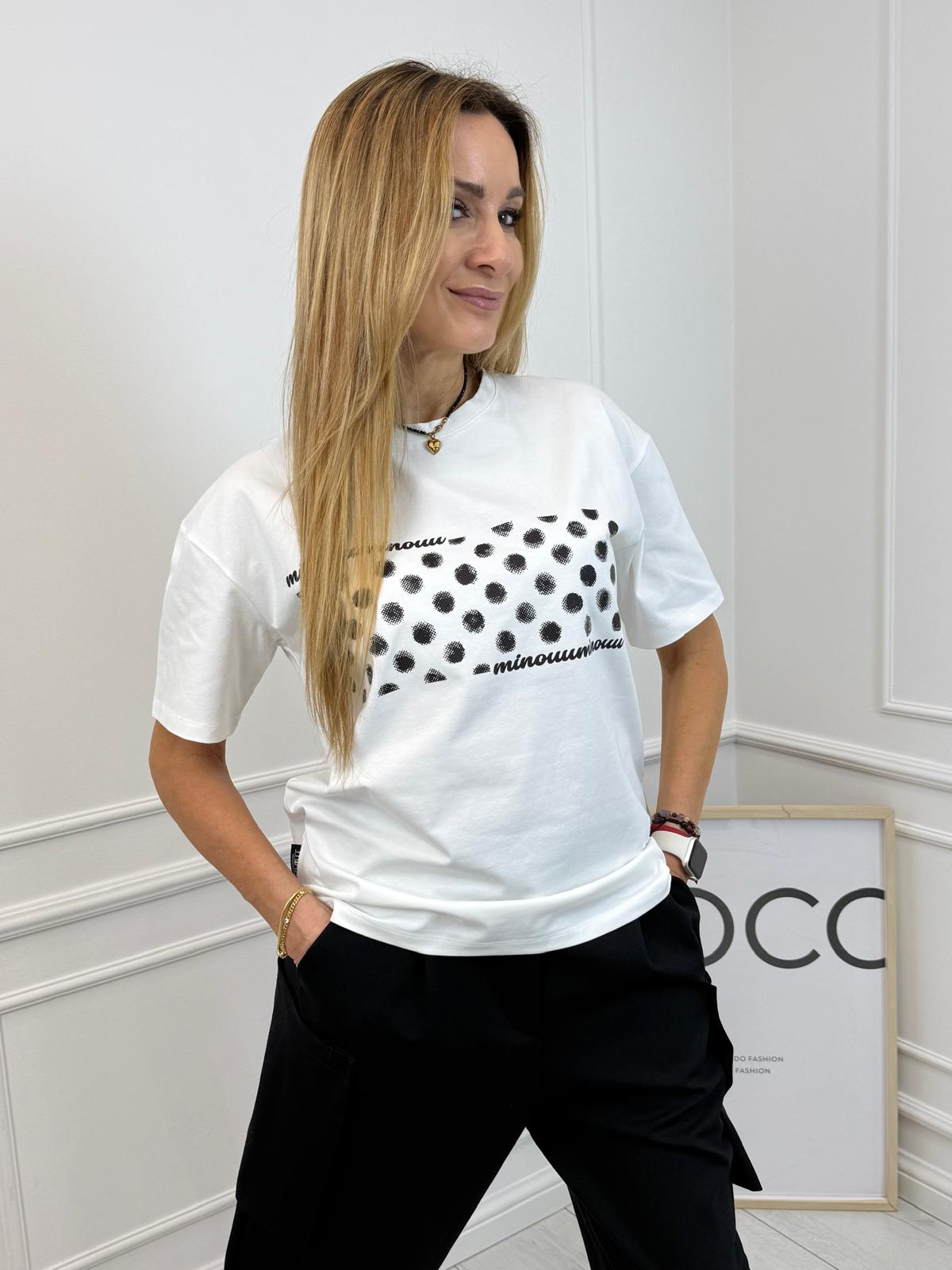 Bluzka T-shirt Minouu Kropeczki Kokosowa